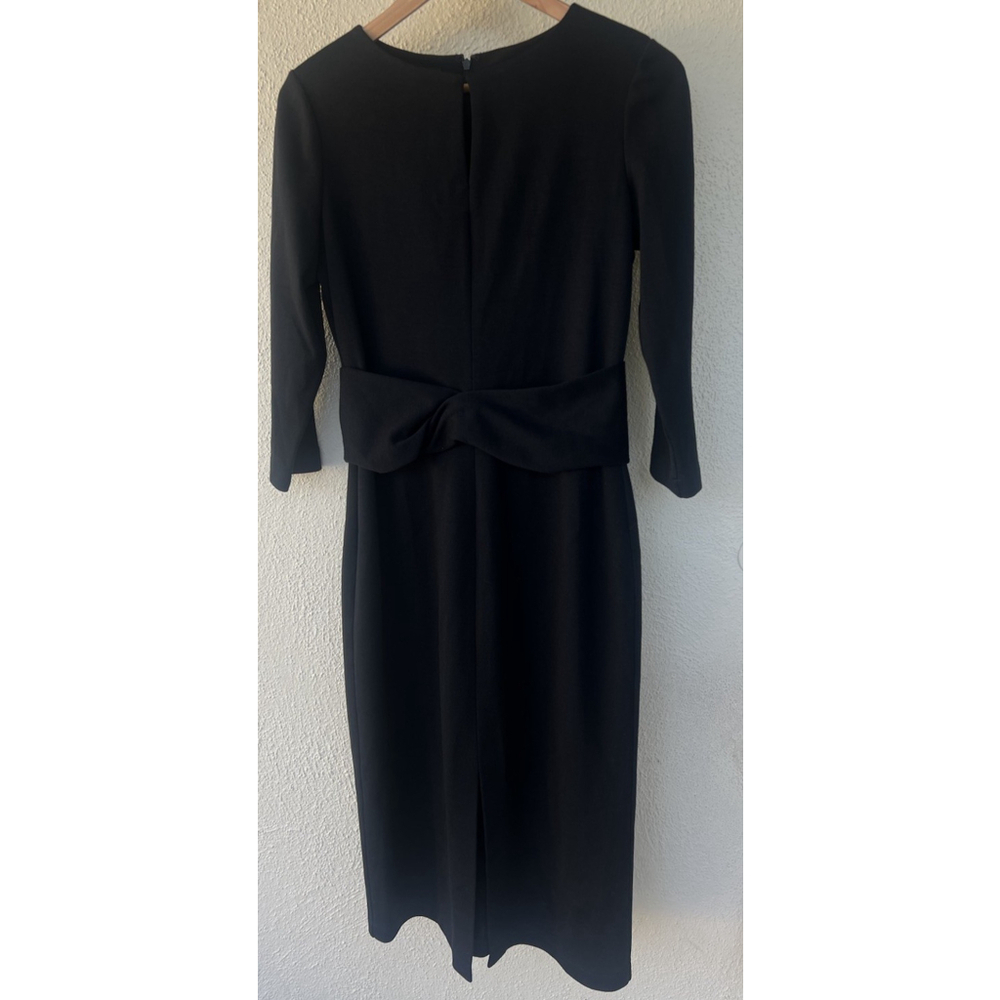 Lafayette 148 Black Virgin Wool Midi Dress M Elegant Career Quiet Luxury Capsule